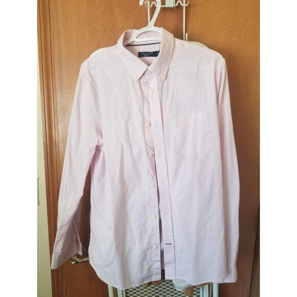 Nautica Men's Slim Fit Pink Dress Shirt - Picture 1 of 5
